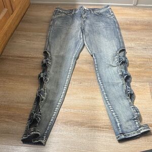 K Jordan Distressed Blue Skinny Jeans with Bow Accents cottage core and vintage